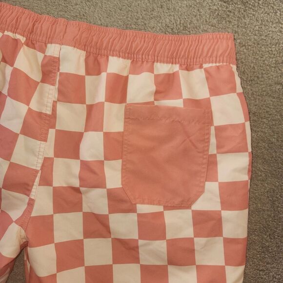 Mad Engine Men's Coral & Orange Checked Microfiber Swim Shorts Sz: XL - Picture 5 of 5
